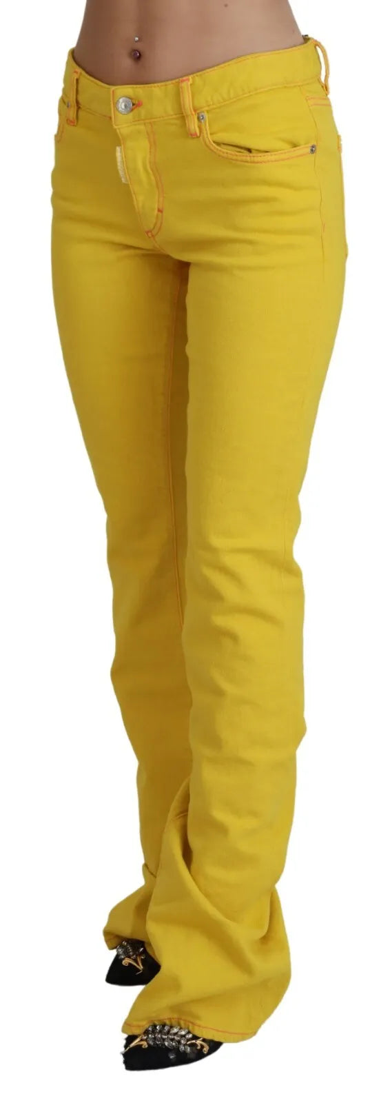 Dsquared² Sarı pamuklu orta bel kot pantolon
